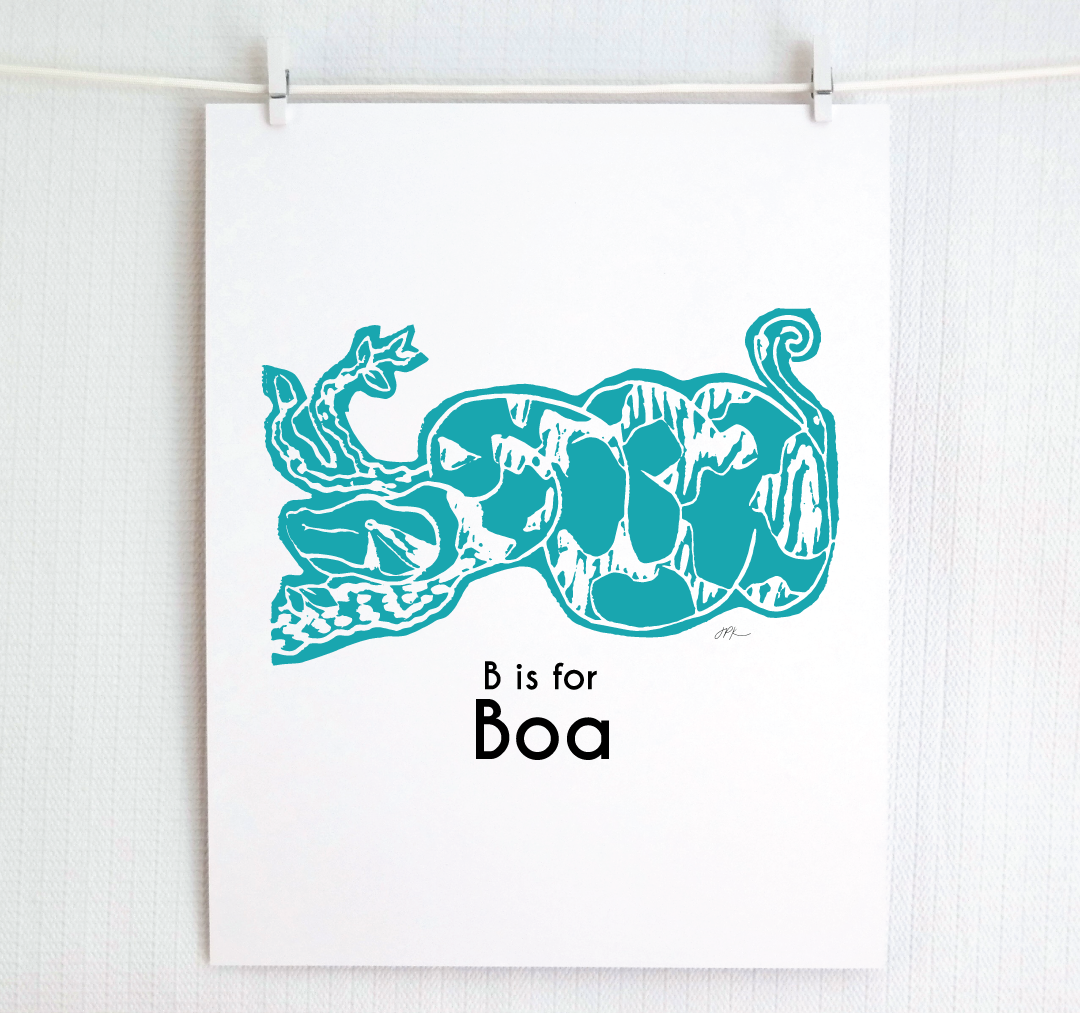 B is for Boa: Captivating Creatures Alphabet Letter Print