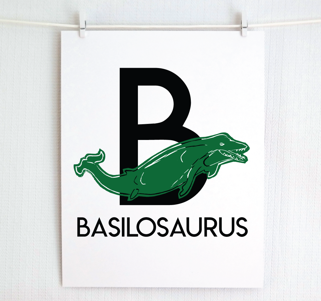B is for Basilosaurus Illustrated Print