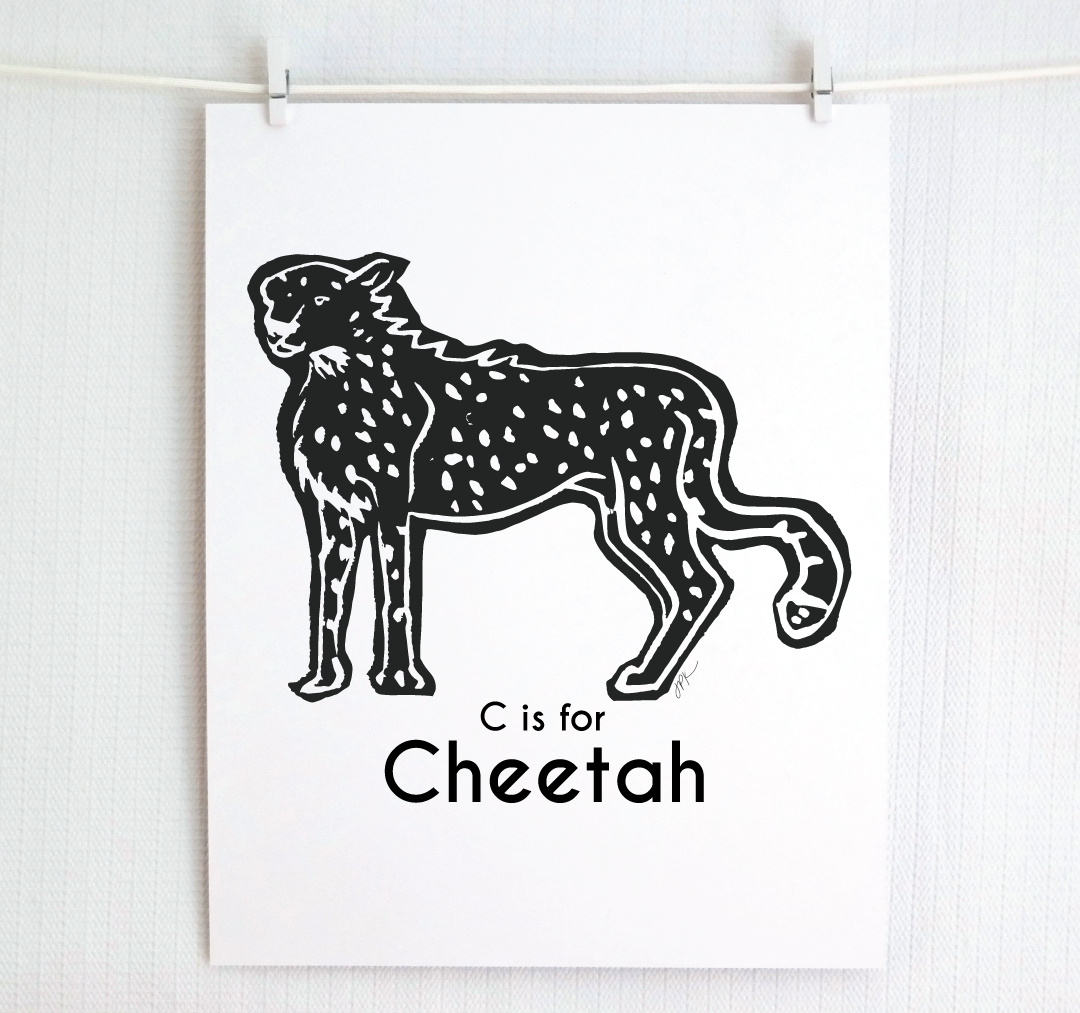 C is for Cheetah: Captivating Creatures Alphabet Letter Print