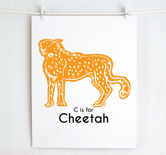 C is for Cheetah: Captivating Creatures Alphabet Letter Print