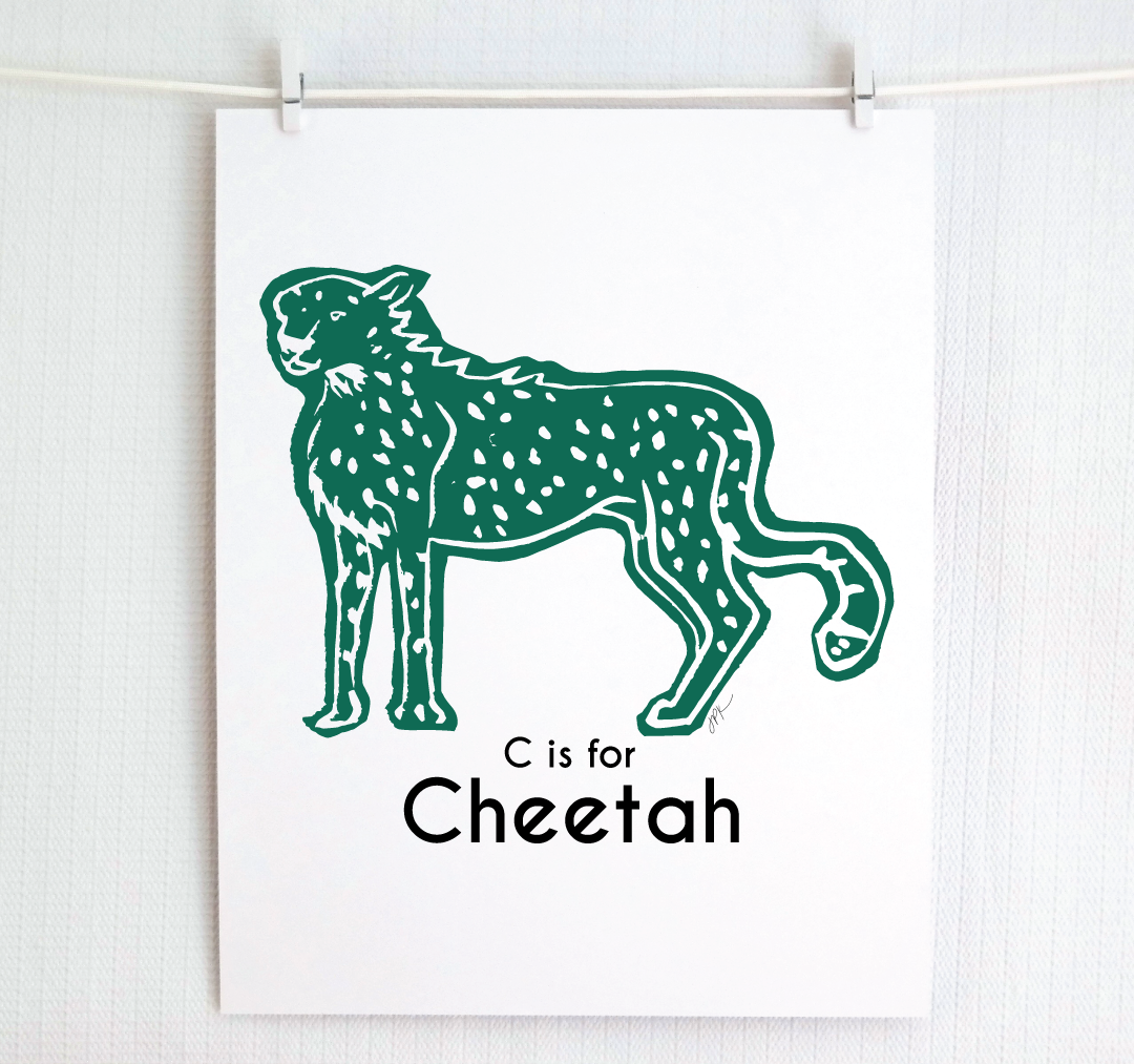 C is for Cheetah: Captivating Creatures Alphabet Letter Print