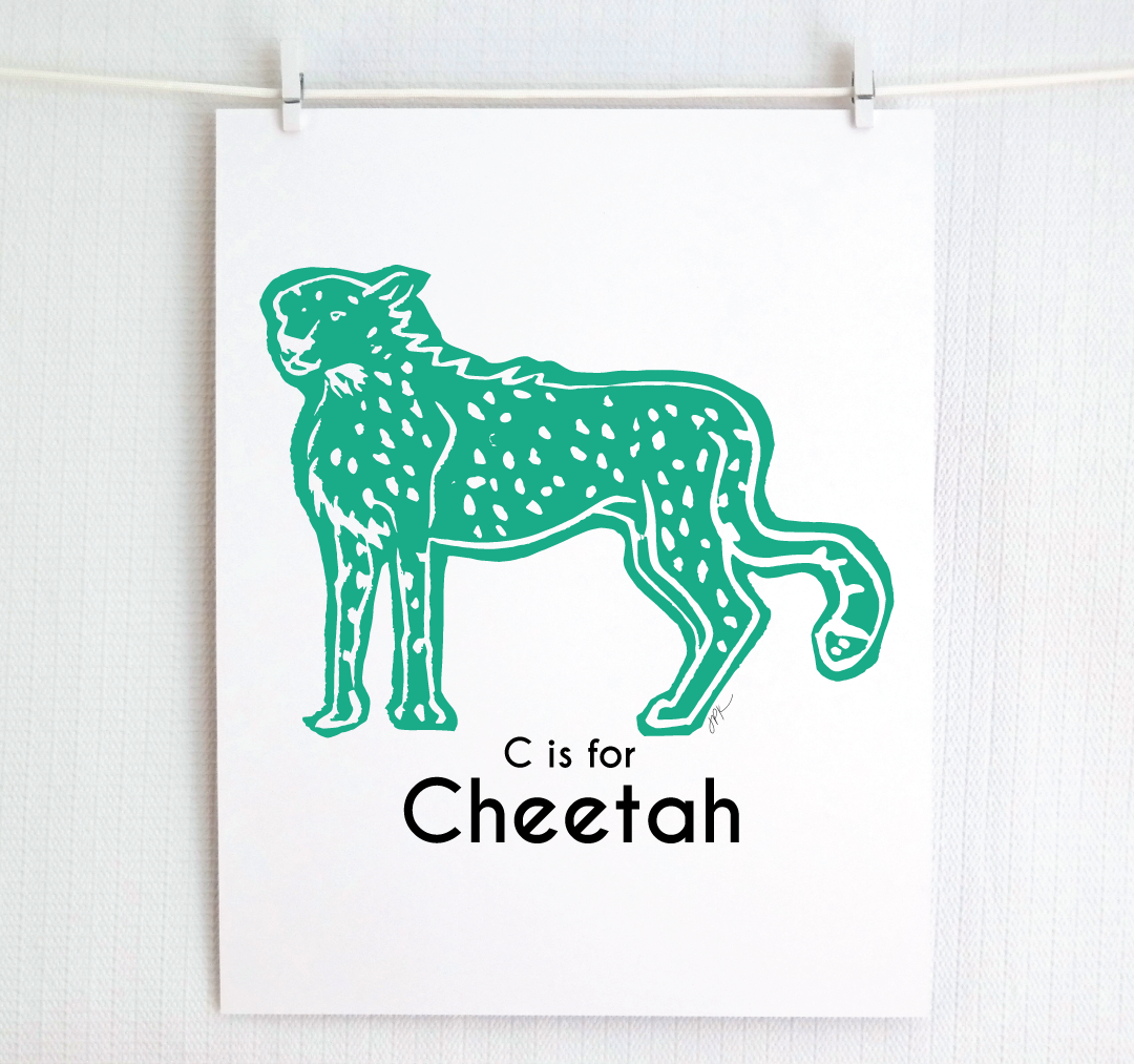 C is for Cheetah: Captivating Creatures Alphabet Letter Print