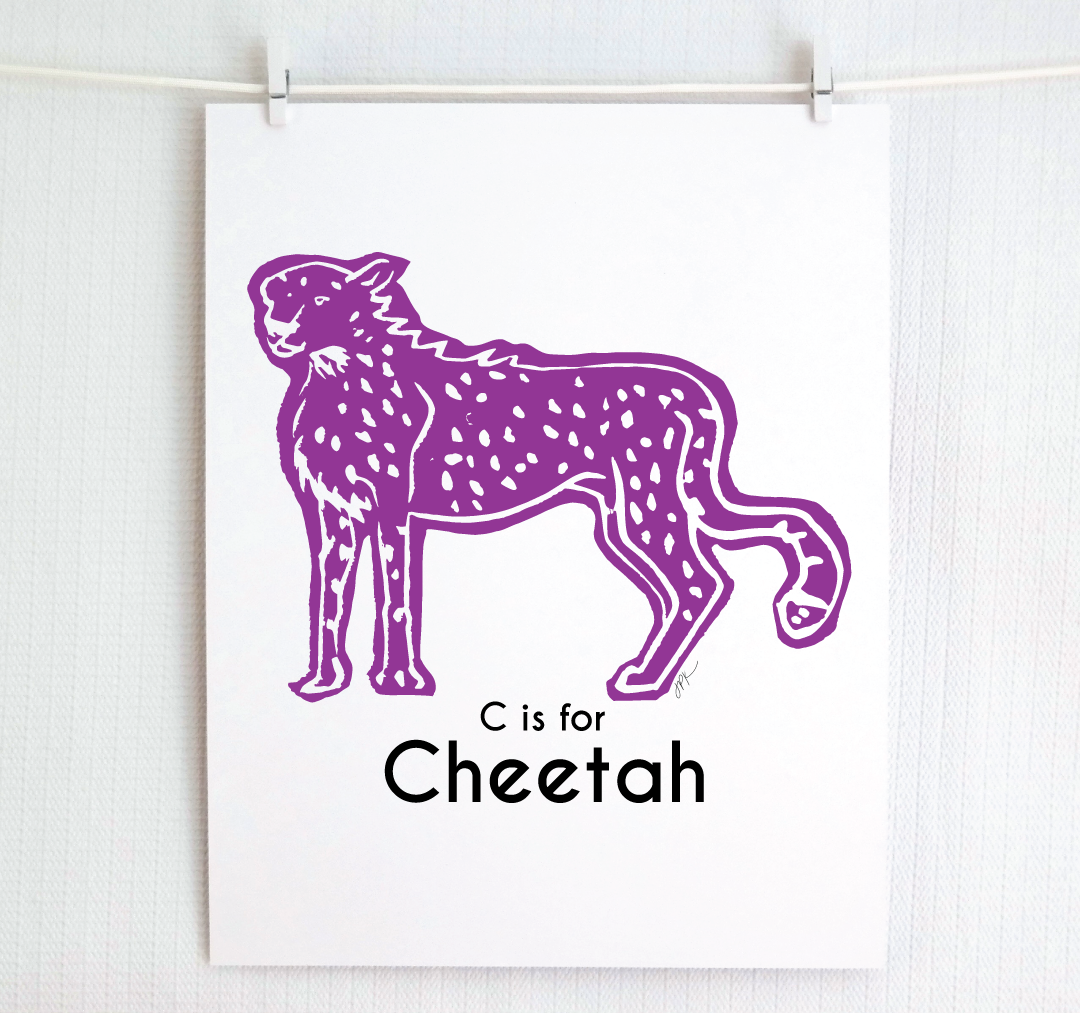 C is for Cheetah: Captivating Creatures Alphabet Letter Print
