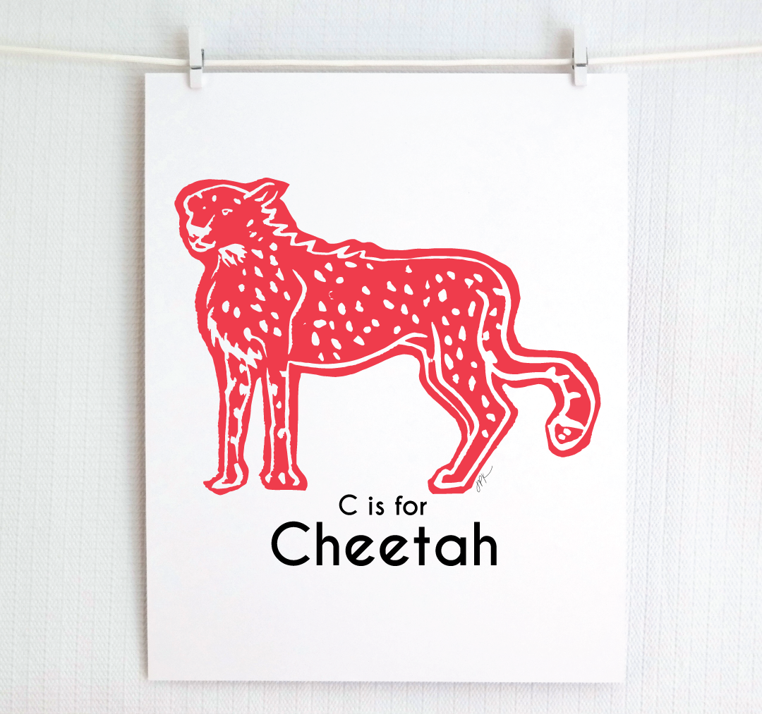 C is for Cheetah: Captivating Creatures Alphabet Letter Print
