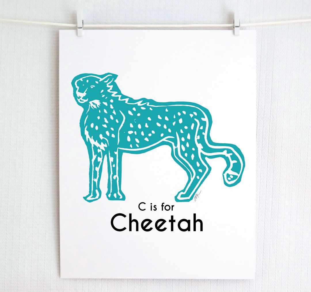 C is for Cheetah: Captivating Creatures Alphabet Letter Print
