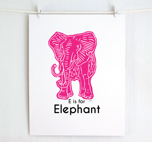 E is for Elephant: Captivating Creatures Alphabet Letter Print