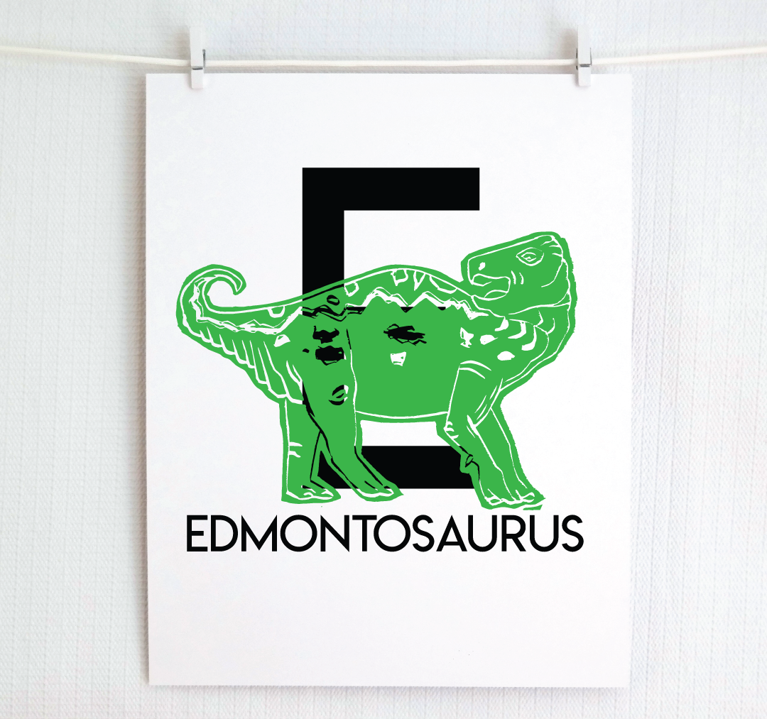 E is for Edmontosaurus Illustrated Print