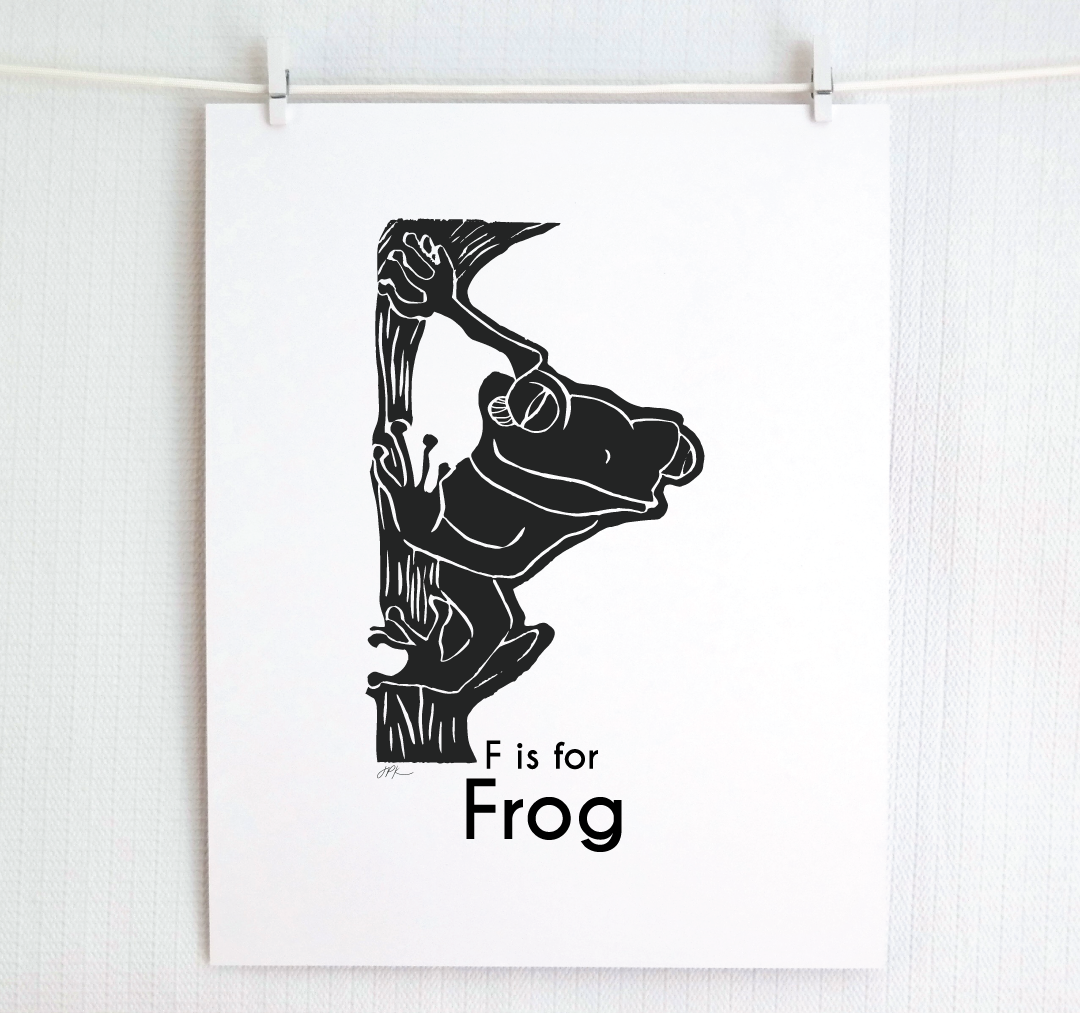 F is for Frog: Captivating Creatures Alphabet Letter Print