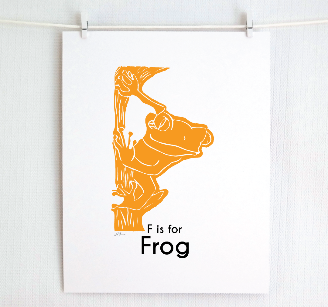 F is for Frog: Captivating Creatures Alphabet Letter Print