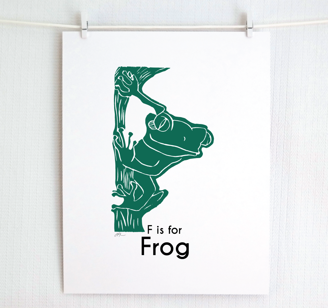 F is for Frog: Captivating Creatures Alphabet Letter Print