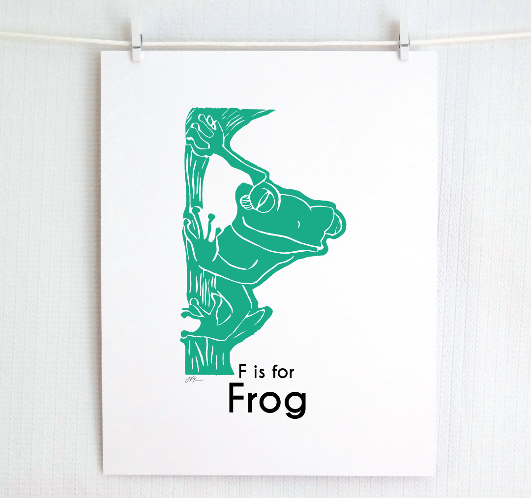 F is for Frog: Captivating Creatures Alphabet Letter Print