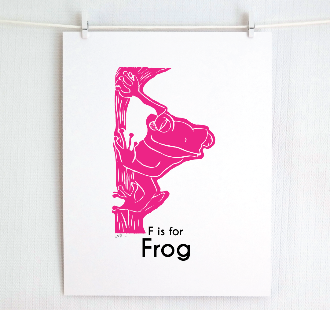 F is for Frog: Captivating Creatures Alphabet Letter Print