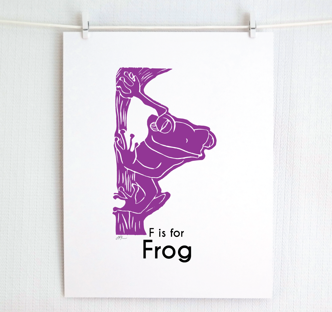 F is for Frog: Captivating Creatures Alphabet Letter Print