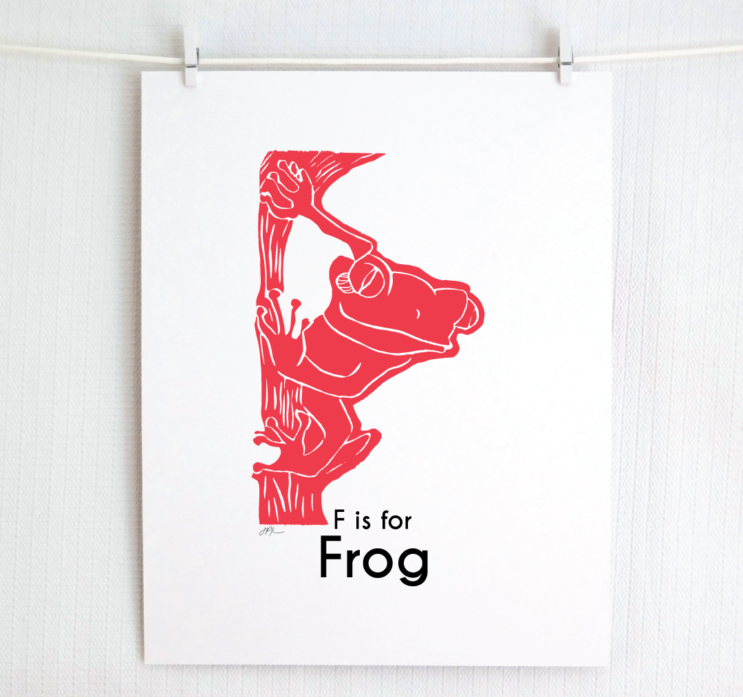 F is for Frog: Captivating Creatures Alphabet Letter Print