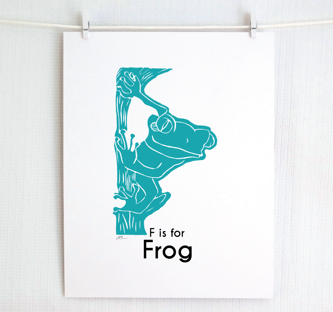 F is for Frog: Captivating Creatures Alphabet Letter Print