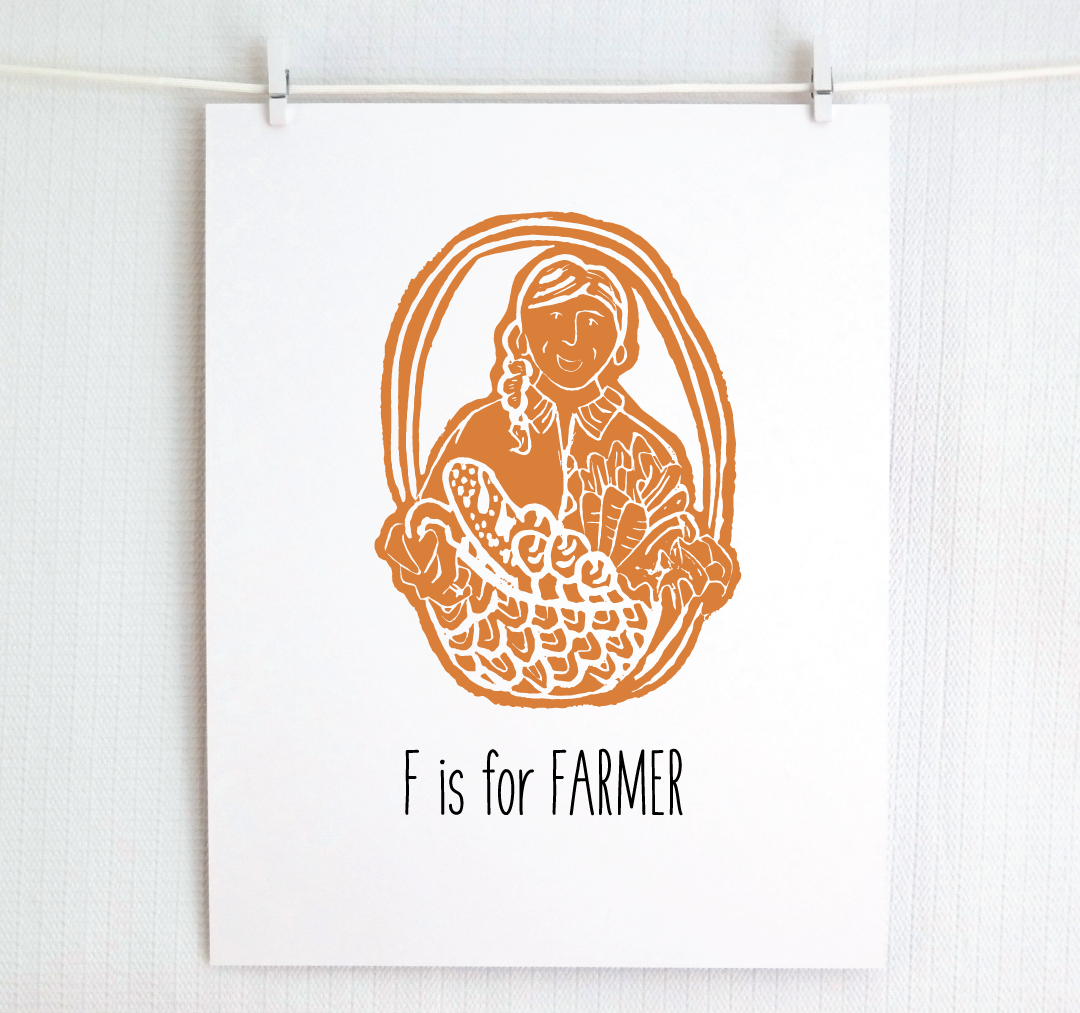 F is for Farmer: Farm Alphabet Letter Print
