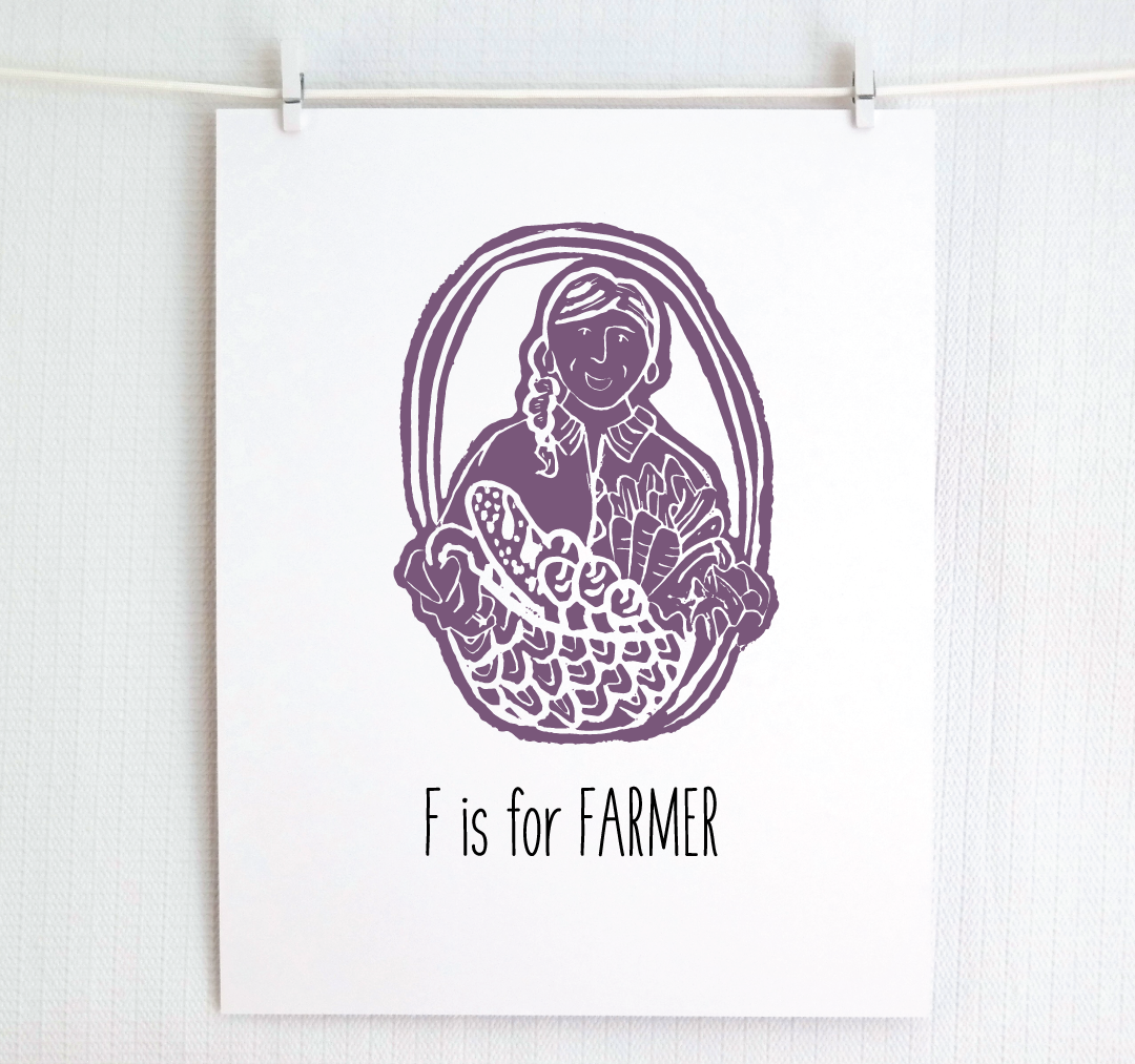 F is for Farmer: Farm Alphabet Letter Print