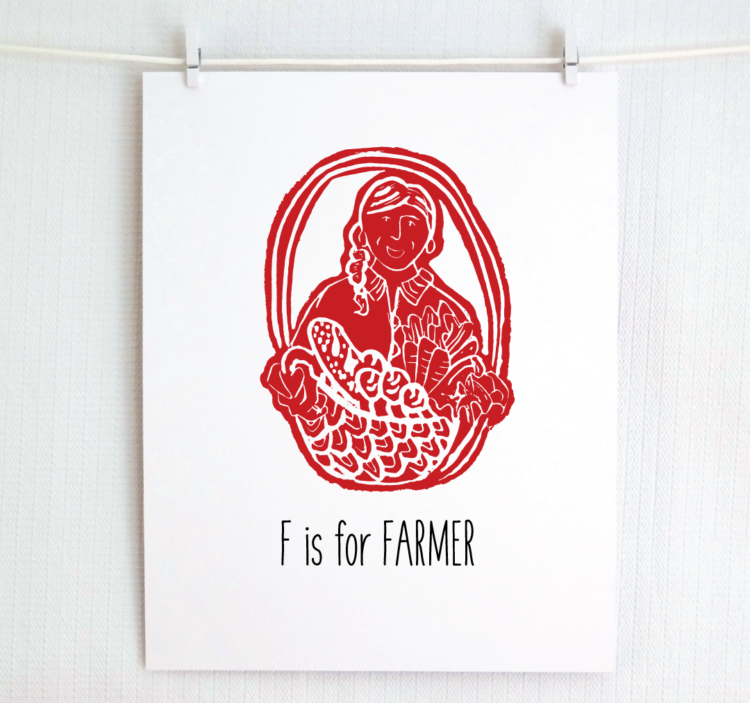 F is for Farmer: Farm Alphabet Letter Print