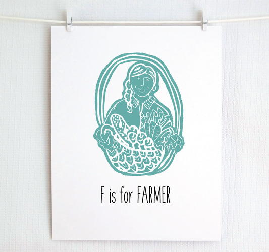 F is for Farmer: Farm Alphabet Letter Print