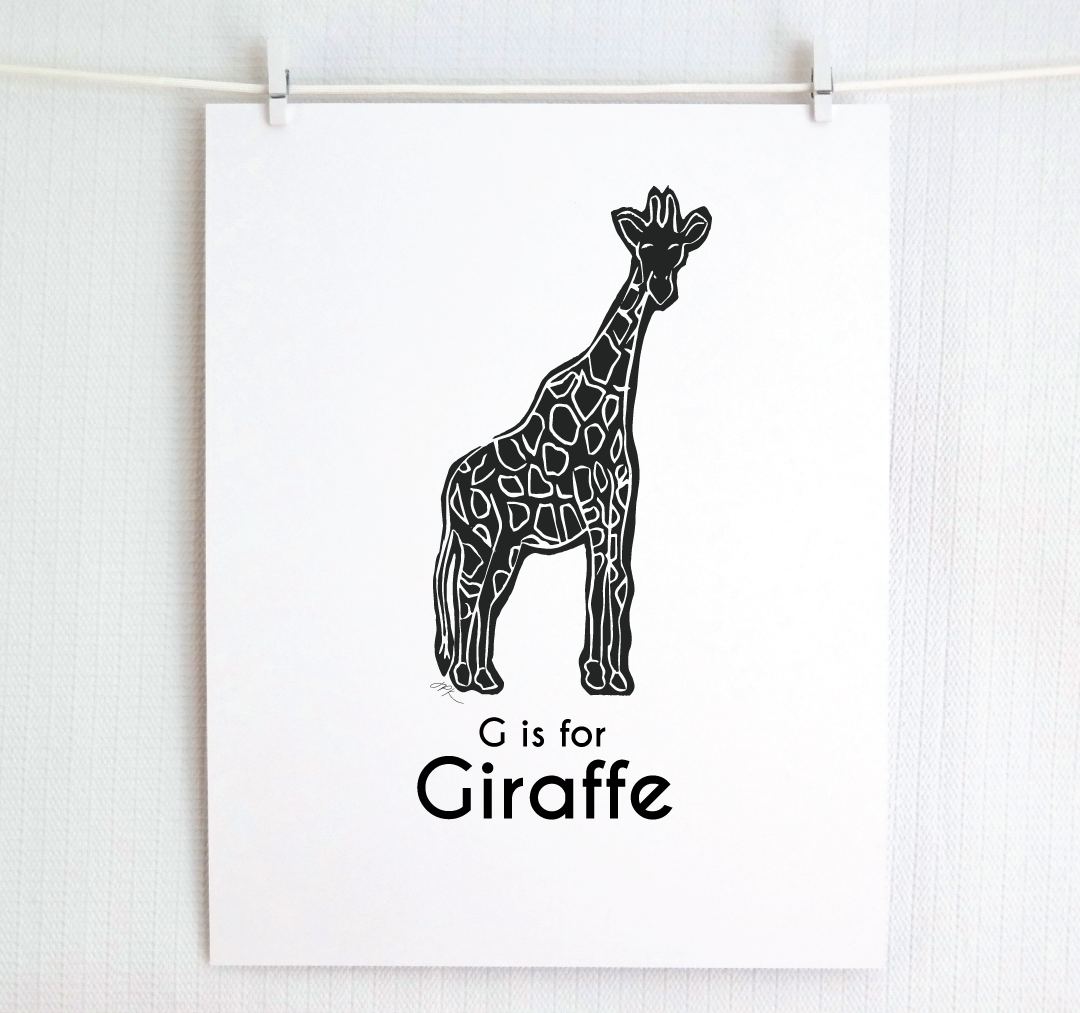 G is for Giraffe: Captivating Creatures Alphabet Letter Print