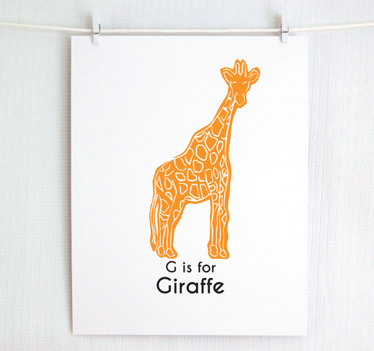 G is for Giraffe: Captivating Creatures Alphabet Letter Print