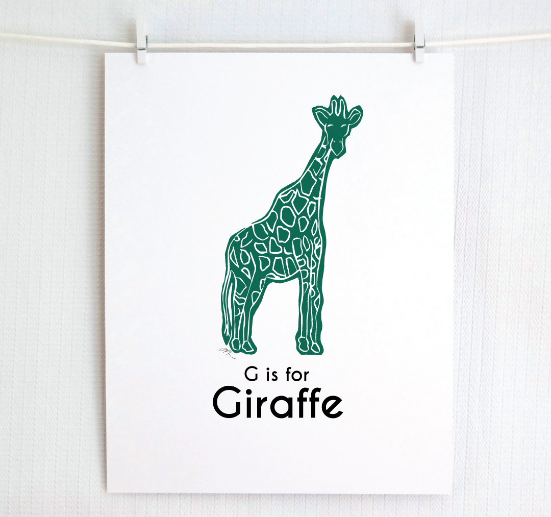G is for Giraffe: Captivating Creatures Alphabet Letter Print