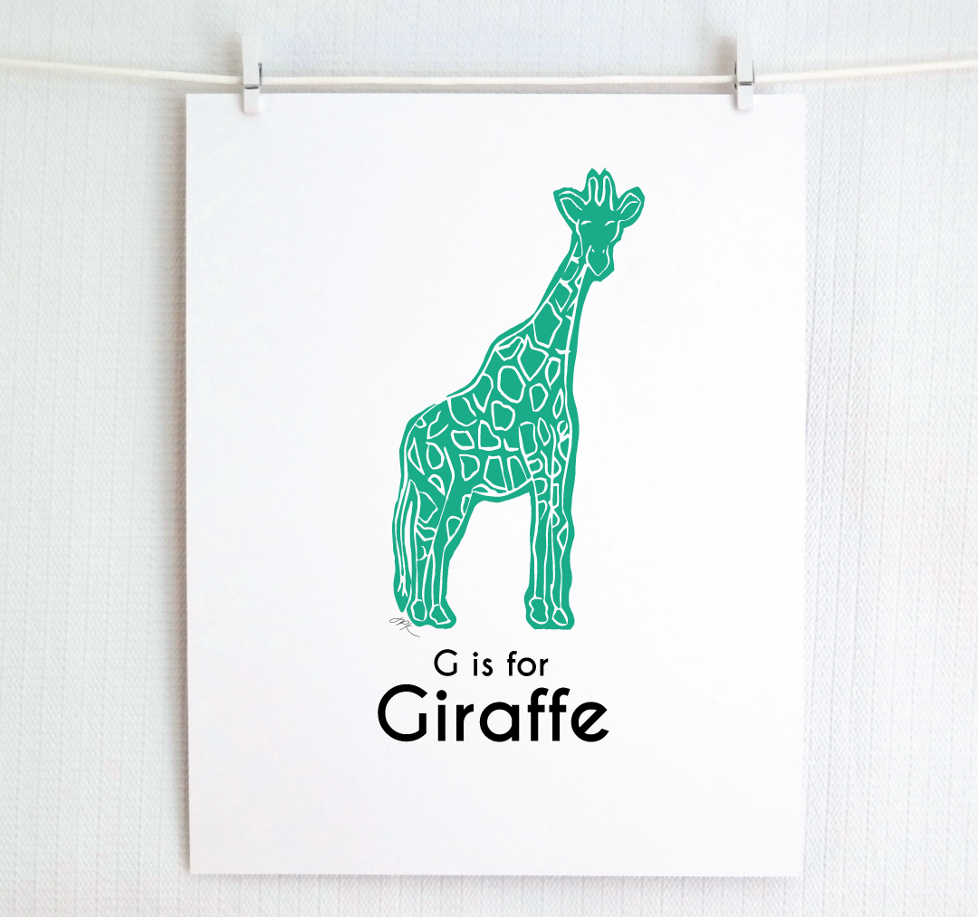 G is for Giraffe: Captivating Creatures Alphabet Letter Print