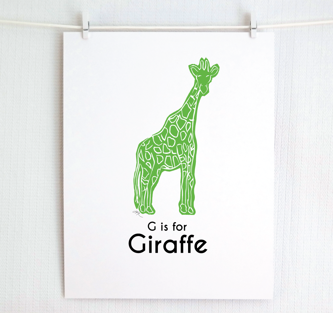 G is for Giraffe: Captivating Creatures Alphabet Letter Print
