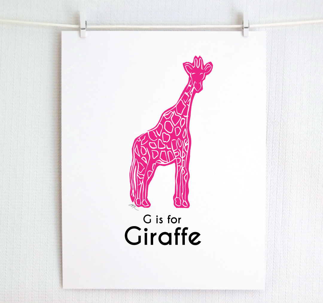 G is for Giraffe: Captivating Creatures Alphabet Letter Print