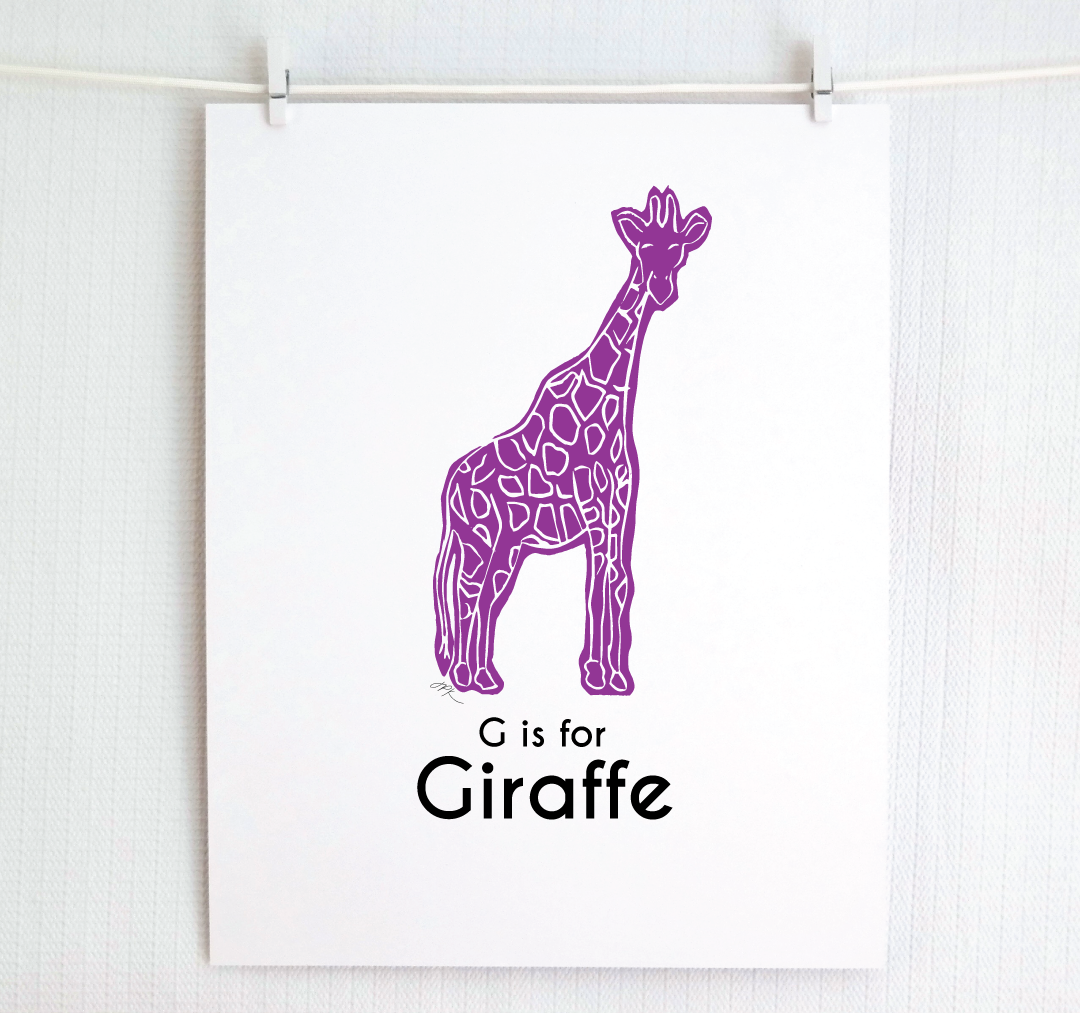 G is for Giraffe: Captivating Creatures Alphabet Letter Print