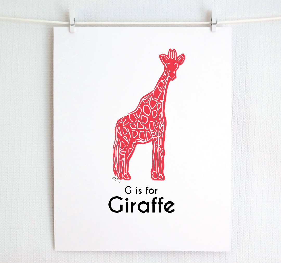 G is for Giraffe: Captivating Creatures Alphabet Letter Print