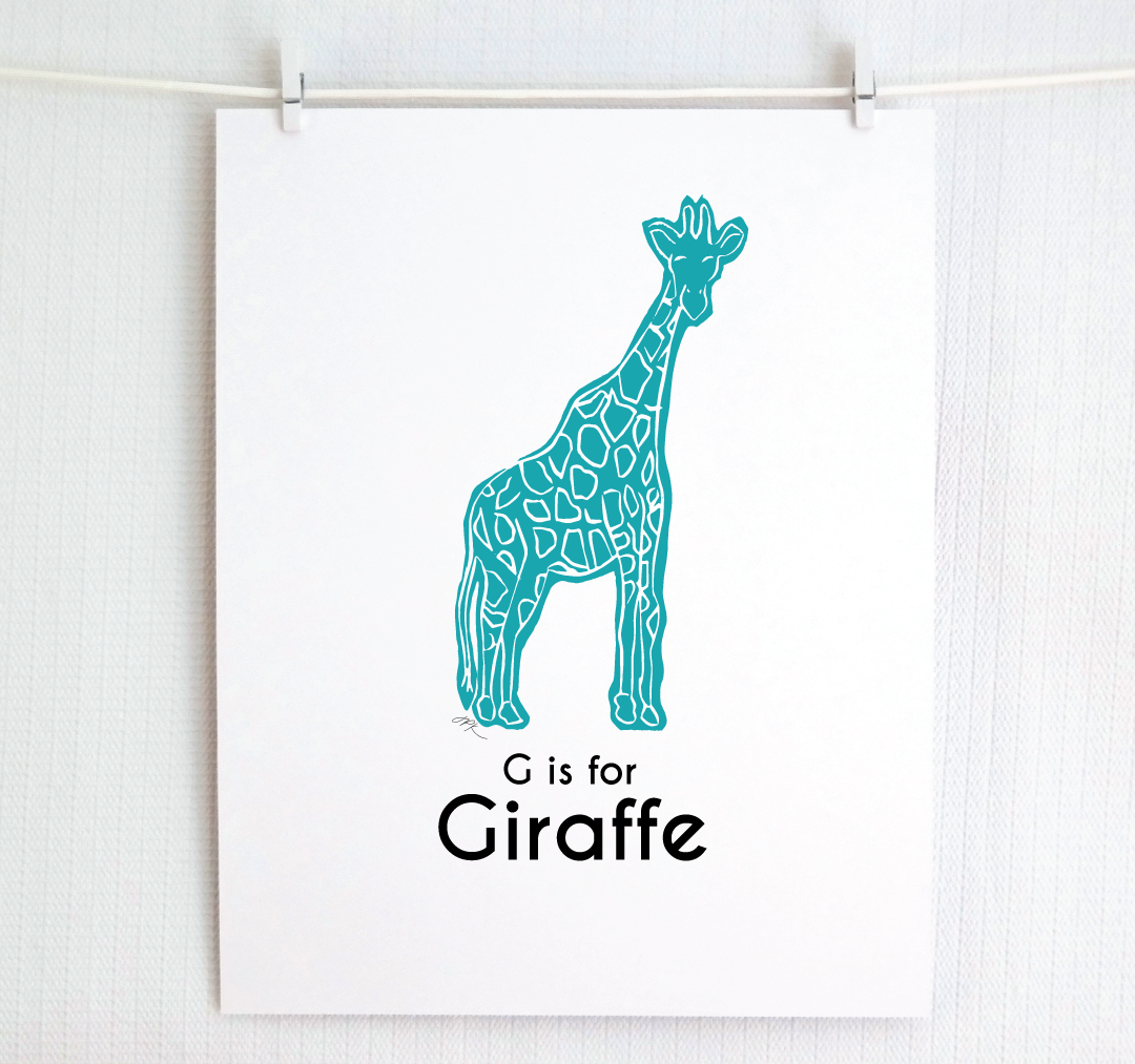 G is for Giraffe: Captivating Creatures Alphabet Letter Print