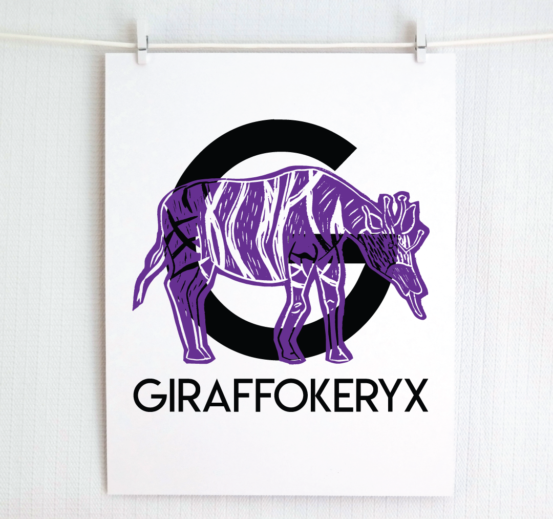G is for Giraffokeryx Illustrated Print