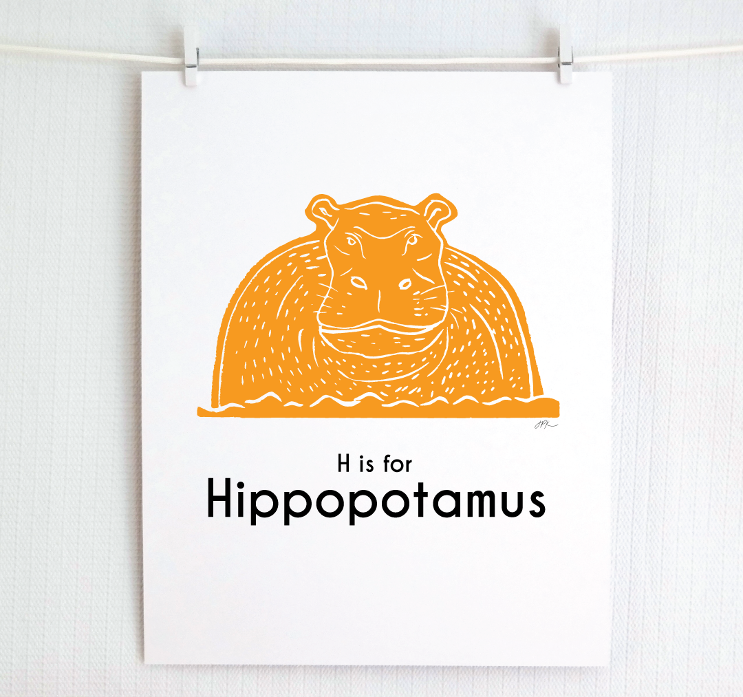 H is for Hippopotamus: Captivating Creatures Alphabet Letter Print