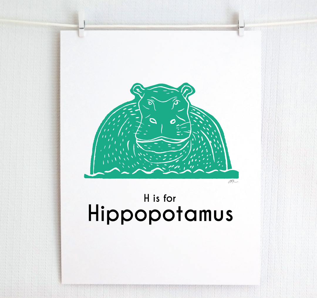 H is for Hippopotamus: Captivating Creatures Alphabet Letter Print