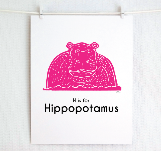 H is for Hippopotamus: Captivating Creatures Alphabet Letter Print