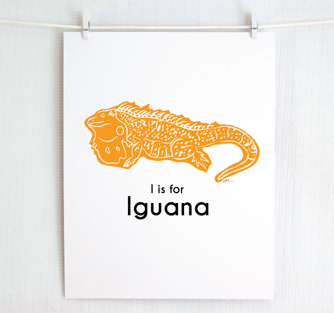 I is for Iguana: Captivating Creatures Alphabet Letter Print