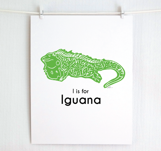 I is for Iguana: Captivating Creatures Alphabet Letter Print