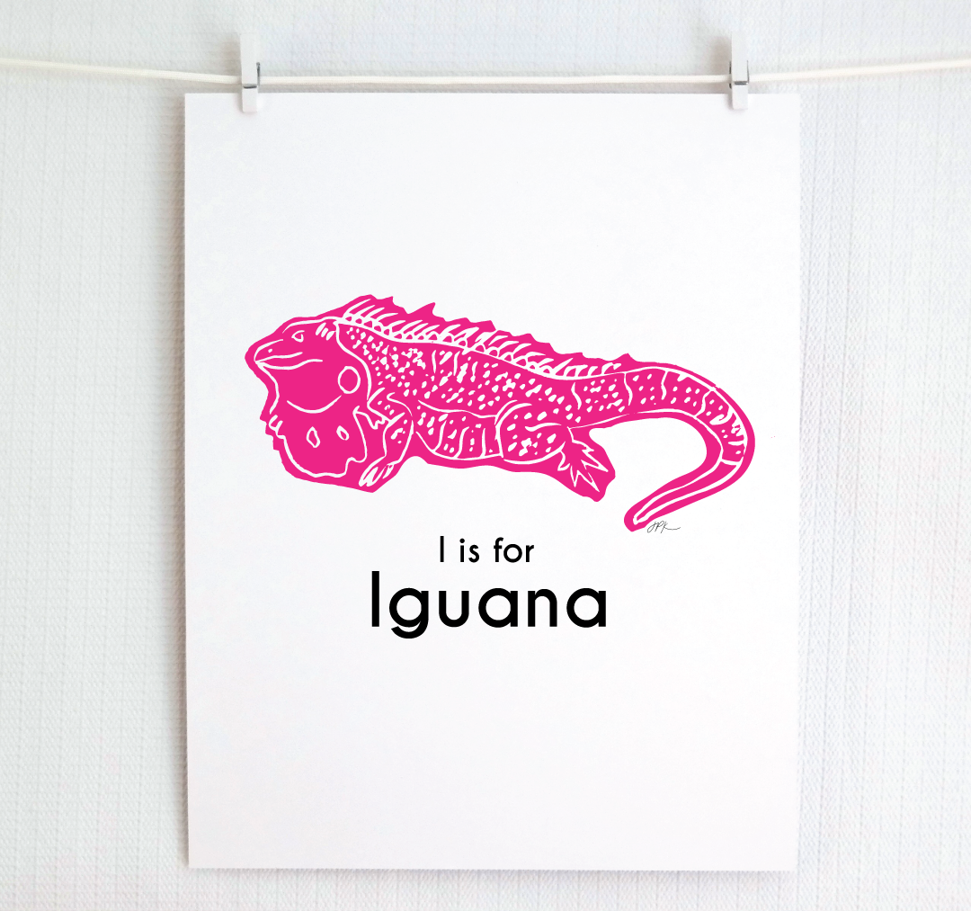 I is for Iguana: Captivating Creatures Alphabet Letter Print