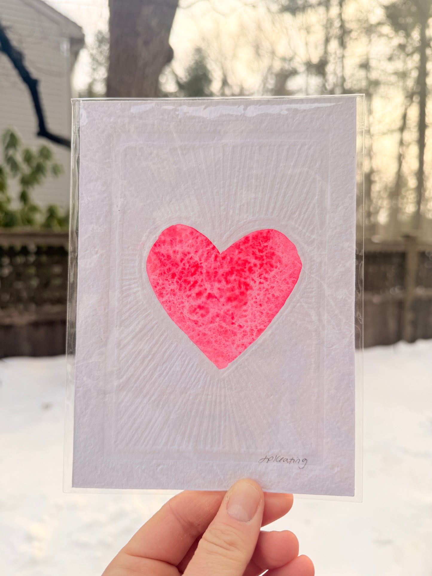 Original Watercolor Embossed Heart Print