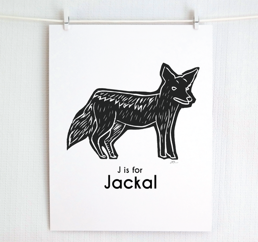 J is for Jackal: Captivating Creatures Alphabet Letter Print