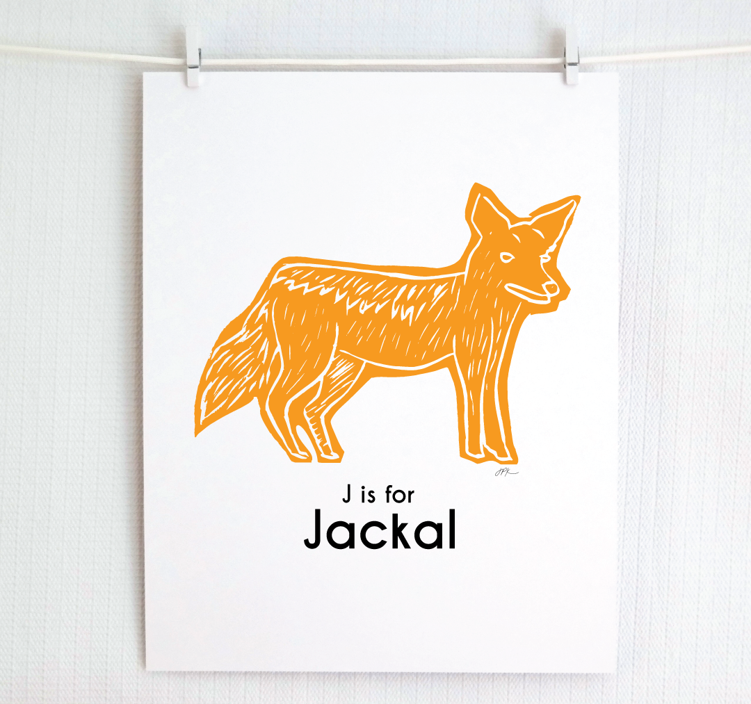 J is for Jackal: Captivating Creatures Alphabet Letter Print