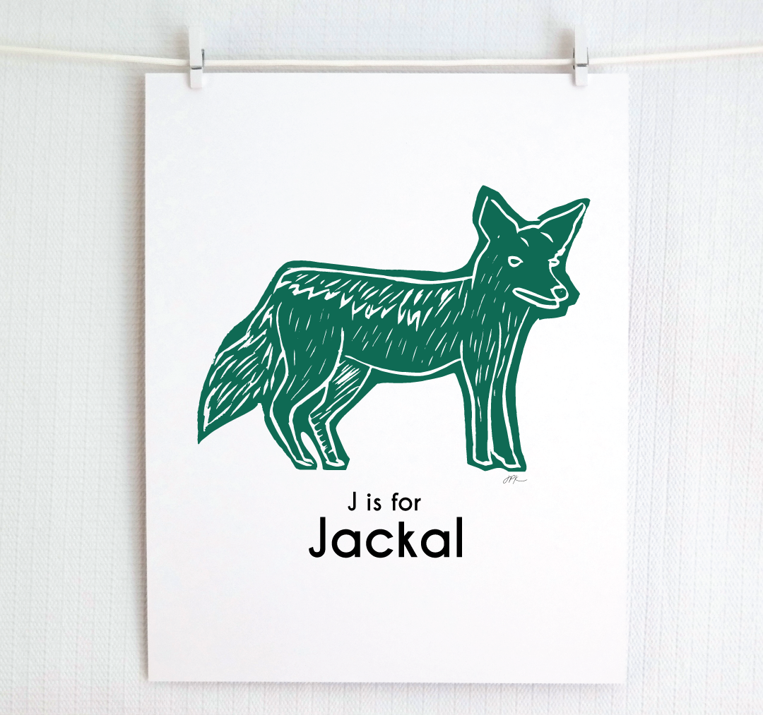 J is for Jackal: Captivating Creatures Alphabet Letter Print