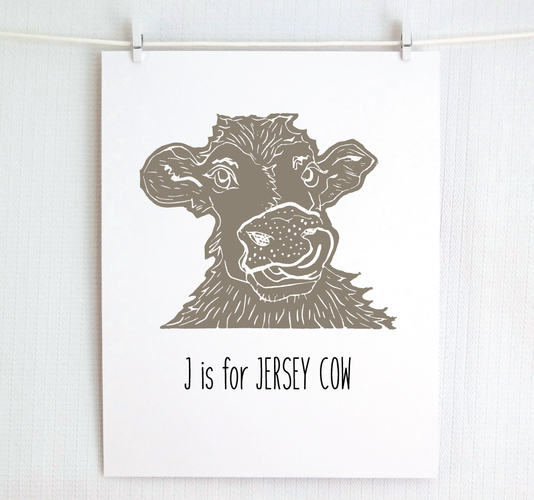 J is for Jersey Cow: Farm Alphabet Letter Print
