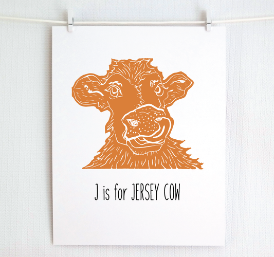 J is for Jersey Cow: Farm Alphabet Letter Print