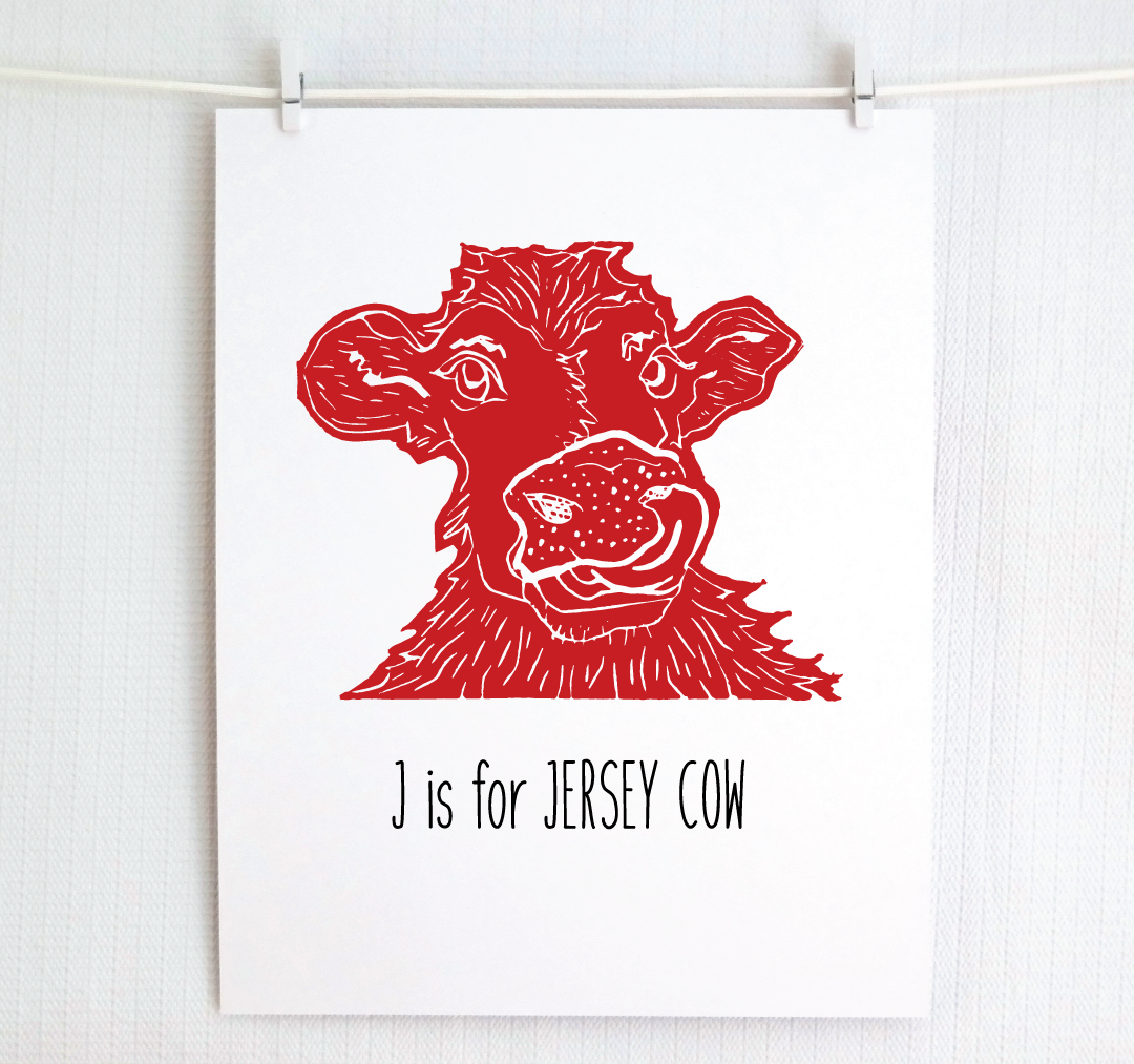J is for Jersey Cow: Farm Alphabet Letter Print