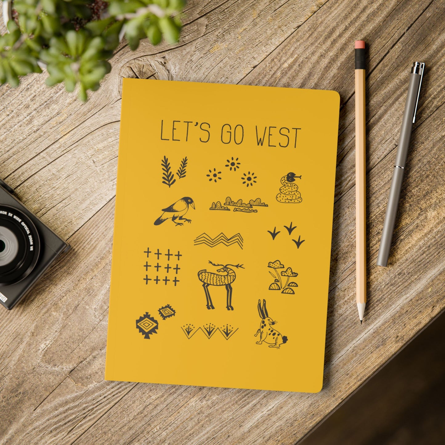 "Let’s Go West" Softcover Journal (blank pages), yellow