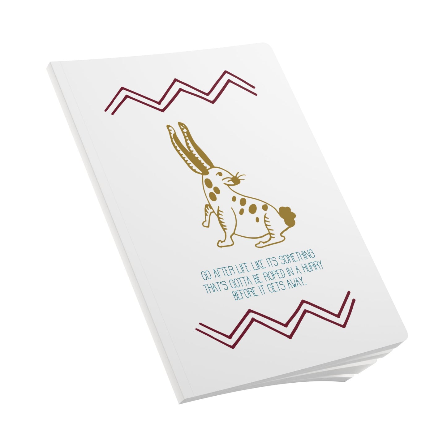 “Go after life” Rabbit Softcover Journal (blank pages)