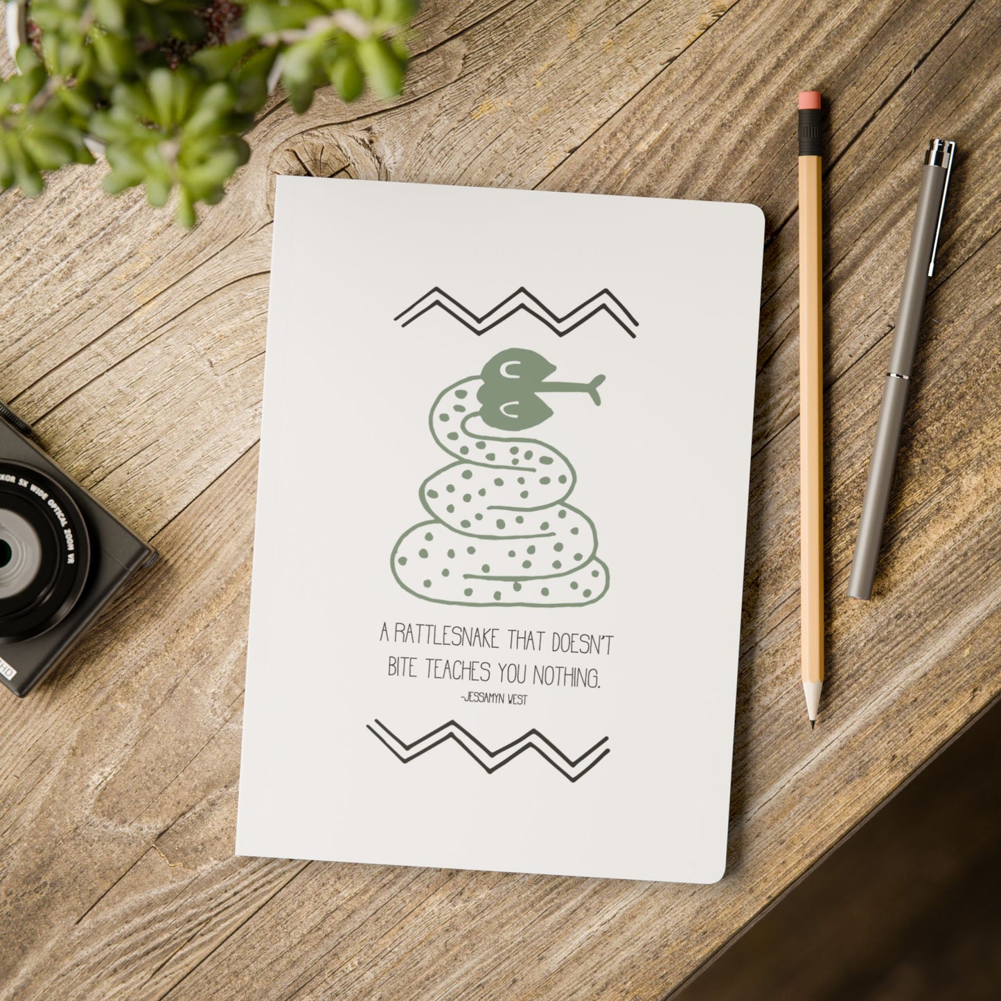 "A rattlesnake that doesn’t bite" Snake Softcover Journal (blank pages)