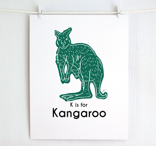 K is for Kangaroo: Captivating Creatures Alphabet Letter Print